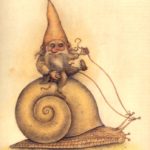 gnome-riding-snail-tattoo-design